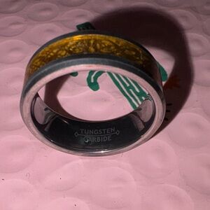 Tungsten Carbide Silver and Gold Men's Ring
